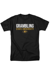 Grambling State University Official Stacked Unisex Adult T Shirt,Black, Large
