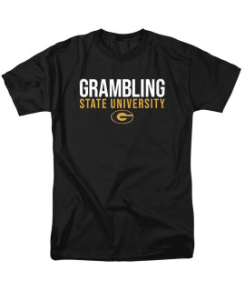 Grambling State University Official Stacked Unisex Adult T Shirt,Black, Large