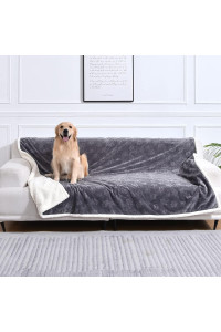 Qeils Dog Blankets For Large Dogs - Waterproof Cat Blanket Washable - Sherpa Fleece Puppy Blanket, Soft Plush Reversible Throw Protector For Bed Couch Car Sofa, 60X80, Dark Grey