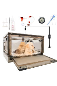Gifank Incubator For Puppies With Heating Large Pet Brooder Nursery Kitten Incubator For Puppies With Pet Bed Mat,Pet Medicine Feeder,Temperature Detection And Nebulization Kit,8Pcs