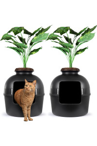 eXuby 2X Hidden Litter Box for Cats - The Only Black Planter Furniture Litter Box on The Market - Easy to Assemble & Clean - Black Charcoal Filter Eliminates Odor - Guests Will Never Know What it is!