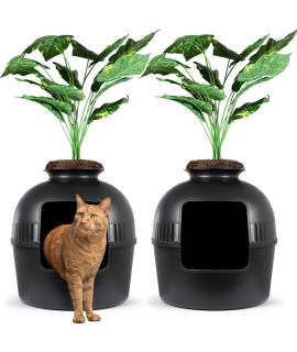 eXuby 2X Hidden Litter Box for Cats - The Only Black Planter Furniture Litter Box on The Market - Easy to Assemble & Clean - Black Charcoal Filter Eliminates Odor - Guests Will Never Know What it is!