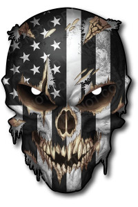 Decals By Haley Black And White Skull Decal - Premium Skull Stickers For Trucks And Cars - American Flag Stickers With White Reflective Eyes Skull - Cool And Unique Sniper Stickers And Large Decal Usa United States Military Graphic