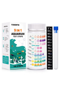 100Pcs Aquarium Test Strips, 9 In 1 Aquarium Water Test Kit For Freshwater Saltwater Fish Tank Water Testing Kit Quick Easy To Monitors Ph Nitrite Nitrate Hardness And More