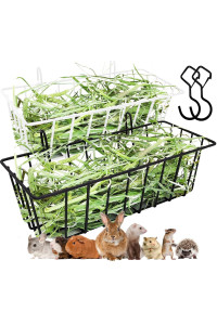 2 Pack Hay Feeder With Two Extra Hooks For Rabbit, Guinea Pig, Bunny, Chinchilla, Heavy Duty Metal Rack Hay Holder