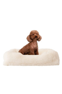 Wellyelo Medium Dog Bed Cat Bed Fluffy Plush Dog Crate Beds For Medium Dogs Anti-Slip Pet Bed Dog Crate Pad Sleeping Mat Machine Washable (Medium, White-1)