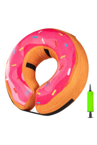 Grand Line Recovery Cone For Dog And Cat, Protective Inflatable Donut Collar After Surgery For Pet, Does Not Block Vision, With Pump (Small, Pink)