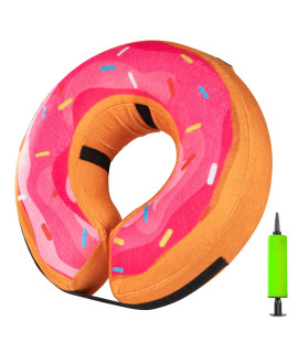 Grand Line Recovery Cone For Dog And Cat, Protective Inflatable Donut Collar After Surgery For Pet, Does Not Block Vision, With Pump (Medium, Pink)