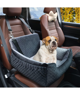Dog Car Seat Bed With Pocket For Small Dogs Travel Safety,Non-Slip Base And Thickened Sponge Pad, Can Be Disassembled And Easy To Clean(Black Outside Grey Inside)