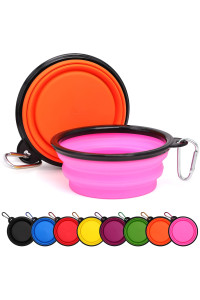 2 Pack Dog Bowl Pet Collapsible Bowls With Clasp Puppy Travel Bowl Portable Cats Water Food Dish For Walking Parking Outdoors Traveling