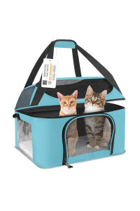 Bejibear Large Cat Carrier For 2 Cats, Oeko-Tex Certified Soft Side Pet Carrier For Cat, Small Dog, Collapsible Travel Small Dog Carrier, Tsa Airline Approved Cat Carrier For Large Cats 20 Lbs (Blue)