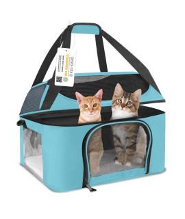 Bejibear Large Cat Carrier For 2 Cats, Oeko-Tex Certified Soft Side Pet Carrier For Cat, Small Dog, Collapsible Travel Small Dog Carrier, Tsa Airline Approved Cat Carrier For Large Cats 20 Lbs (Blue)