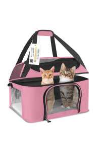 Bejibear Large Cat Carrier For 2 Cats, Oeko-Tex Certified Soft Side Pet Carrier For Cat, Small Dog, Collapsible Travel Small Dog Carrier, Tsa Airline Approved Cat Carrier For Large Cats 20 Lbs-Pink