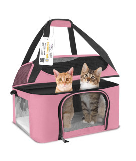 Bejibear Large Cat Carrier For 2 Cats, Oeko-Tex Certified Soft Side Pet Carrier For Cat, Small Dog, Collapsible Travel Small Dog Carrier, Tsa Airline Approved Cat Carrier For Large Cats 20 Lbs-Pink