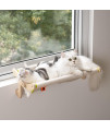Mewoofun Cat Window Perch Lounge Mount Hammock Window Seat Bed Shelves For Indoor Cats No Drilling No Suction Cup (Large Beige)