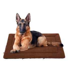 Veehoo Soft Dog Bed Mat, Washable Plush Dog Crate Pad Mat, Fluffy Comfy Kennel Pad Anti-Slip Pet Sleeping Mat For Large Dogs And Cats, 49X33 Inch, Brown