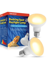 Tekizoo Heat Lamp Bulbs Reptile Basking Light Spot Daylight For Bearded Dragon,Lizard,Tortoise,Amphibian 100W(2 Pack)