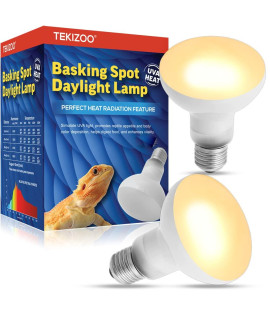 Tekizoo Heat Lamp Bulbs Reptile Basking Light Spot Daylight For Bearded Dragon,Lizard,Tortoise,Amphibian 100W(2 Pack)