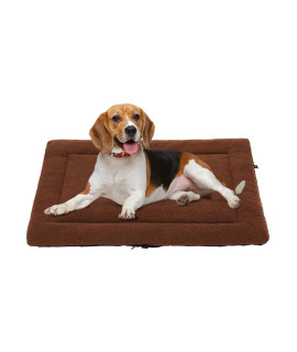 Veehoo Soft Dog Bed Mat, Washable Plush Dog Crate Pad Mat, Fluffy Comfy Kennel Pad Anti-Slip Pet Sleeping Mat For Large Dogs And Cats, 42X30 Inch, Brown
