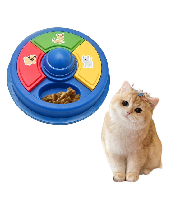 Wridaba Interactive Cat Puzzle Slow Feeders And Treat Dispensing Toy Cat Stimulation Toy For Kitten Training Perfect For Pet Interactive Training Toy Box (Blue Puzzle Platedispenser Ballcantip Ball)