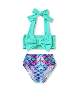 Baby Girl Bathing Suit, Swimwear Bikini Mermaid Two Piece Swimsuit Bottoms Swimming Suit 0-6 Months Cyan