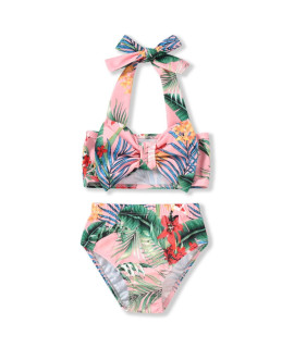Little Toddler Girls Bathing Suit Swimwear Bikini Floral Two Piece Swimsuit Bottoms Swimming Suit 2T - 3T Pink