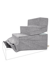 Best Pet Supplies Foldable Pet Stairs Cover for Foam Dog Ramps, Replacement Slip with Non-Slip Step Surface, Plush and Soft Fabric, Provides Paw Traction and Stability - Gray Linen, 4-Step