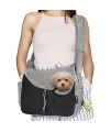 PetAmi Small Dog Sling Carrier, Soft-Sided Crossbody Puppy Carrying Purse Bag, Adjustable Sling Pet Pouch to Wear Medium Dog Cat for Travel, Breathable Mesh, Poop Bag Dispenser, Sherpa Bed, Gray