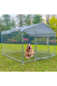 Outdoor Dog Kennel with Roof Dog Enclosures for Outside Dog Runner,Heavy Duty Outdoor Fence Dog Cage with Waterproof Cover for Yard