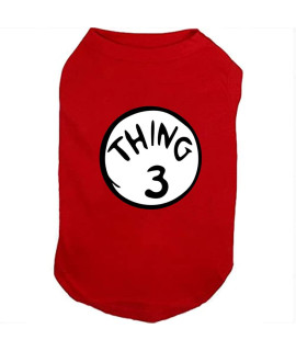 Sueosu Dog Shirts For Pet Clothes Soft Breathable Puppy Shirts Pop Culture Thing 1 To Thing 9 Printed Pet T-Shirt (Red-3, Small)