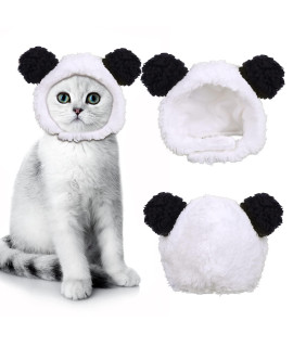 Joicee Cute Cat Costume Warm Bear Hat For Cat Adjustable Soft Small Pet Headwear Bear Hat For Cat Puppy Dog (Blackwhite)