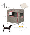 PawHut Rattan Dog Crate, Wicker Dog Cage with Lockable Door and Soft Washable Cushion, Dog Kennel Furniture for Small Sized Dogs, Grey