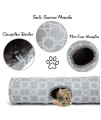 LUCKITTY Large Geometric Cat Tunnel with Plush Inside,Big Cats Toys Collapsible Tunnel Tube with Balls, for Rabbits, Kittens, Ferrets,Puppy and Dogs (Grey-White-XL) 11.8 Inch