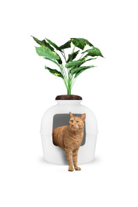 eXuby Hidden Litter Box for Cats - The Only White Planter Furniture Litter Box on The Market - Easy to Assemble & Clean - Charcoal Filter Eliminates Odor - Guests Will Never Know What it is!