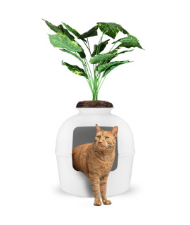 eXuby Hidden Litter Box for Cats - The Only White Planter Furniture Litter Box on The Market - Easy to Assemble & Clean - Charcoal Filter Eliminates Odor - Guests Will Never Know What it is!
