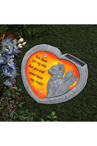 BAYN Cat Pet Memorial Stones Gifts, Solar Heart Shaped Pet Memorial Headstone Grave Markers for Loved Ones Loss of Cat Sympathy Gift Garden Stone Statue