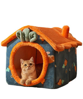 GOLBD Cute Pet Cat House , Cartoon Design Cat Bed, Indoor Cat Bed for Cats or Small Dogs, Puppies, Kittens, Rabbits, Non-Slipand Waterproof Bottom. (Large, Orange)