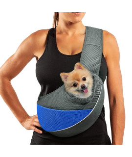 Aofook Dog Sling Carrier, Adjustable Puppy Pet Carrier Purse Carrier Dog Carrying Bag Small Animal Carriers Cat Sling Pouch Holder (Royal Blue, M - Up To 8 Lbs)