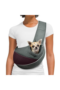 Aofook Dog Cat Sling Carrier, Adjustable Padded Shoulder Strap, With Mesh Pocket For Outdoor Travel (S - Up To 5 Lbs, Deep Purple - Grey)