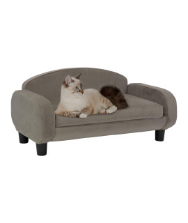 Paws & Purrs Modern Pet Sofa 31.5" Wide Low Back Lounging Bed with Removable Mattress Cover in Espresso / Ash