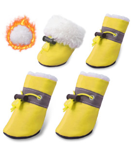 Dog Snow Boots With Fur Paw Protectors Shoes For Small Medium Size Dogs Winter Booties For Puppies 4Pcs Y3