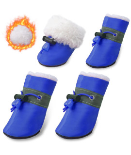 Dog Snow Boots With Fur Paw Protectors Shoes For Small Medium Size Dogs Winter Booties For Puppies 4Pcs L7
