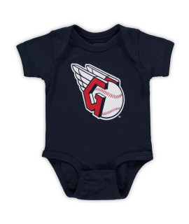 Genuine Stuff Mlb Newborn Infants 0-24 Months Primary Logo Onesie Bodysuit Romper (Cleveland Guardians, 03 Months)