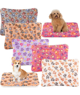 5 Pcs Guinea Pig Bed Mat Cute Cats Paw Print Blanket Bed For Small Animal Winter Soft Plush Bunny Dog Cat Bed Thickened Washable Reversible Fleece Crate Bed Mat Hamster Bedding (23 X 18 Inch)