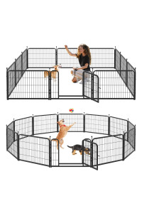 Kfvigoho Dog Playpen Outdoor 8/12/16/24/32 Panels Heavy Duty Dog Pen 24"/32"/40"/47" Height Puppy Playpen Indoor Anti-Rust Exercise Fence with Doors for Large/Medium/Small Pet Play for RV Camping Yard