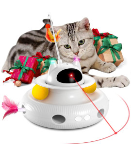 Jimupark Cat Toys 4-In-1 Laser Cat Toys Smart Interactive Electronic Kitten Toy Cat Toys For Indoor Catscat Laser Toylying Featherstrack Balls Indoor Exercise Cat Kicker