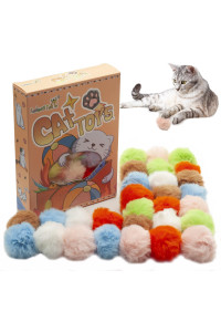 Fashions Talk Furry Catnip Ball Pom Pom Balls Cat Toys For Kitten Catnip Balls For Indoor Cat 28-Pack