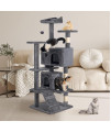 BestPet 54in Multi-Level Cat Tree Tower with Cat Scratching Post Stand House Furniture Kitty Activity Tree Center for Indoor Cats,Light Grey