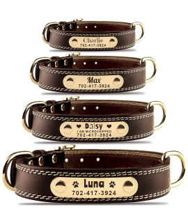 Personalized Dog Collar - Custom Leather Dog Collar with Engravable Nameplate - Durable Name Tag Collar - Customizable Dog Collar - Comfortable ID Collars for Small, Medium, Large Dogs (Large)