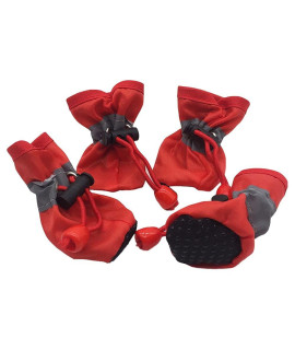 Pet Shoes For Summer 4Pcs1 Set Dog Boots Waterproof Furniture Protection Soft Anti Scalding Paw Protector(3,Red)